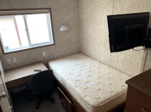 Modular dorms view of bed and dresser